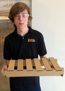 Henry built his xylophone frame & keys entirely from laser cut cardboard using Autodesk Fusion 360