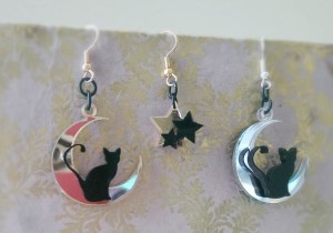 Cat on the Moon Earrings